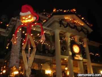 Jack at night in front of the hautned mansion holiday