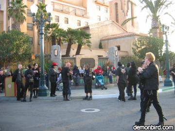 The Bats Check-In in front of the Tower of Terror