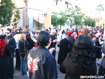 The Bats Check-In in front of the Tower of Terror